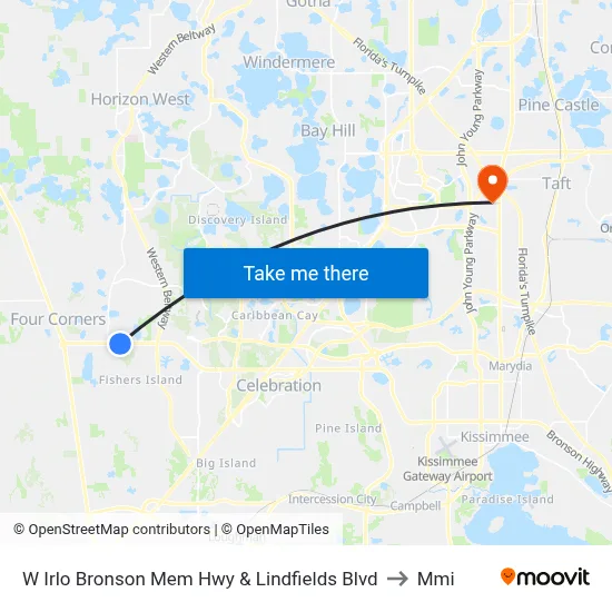 W Irlo Bronson Mem Hwy & Lindfields Blvd to Mmi map