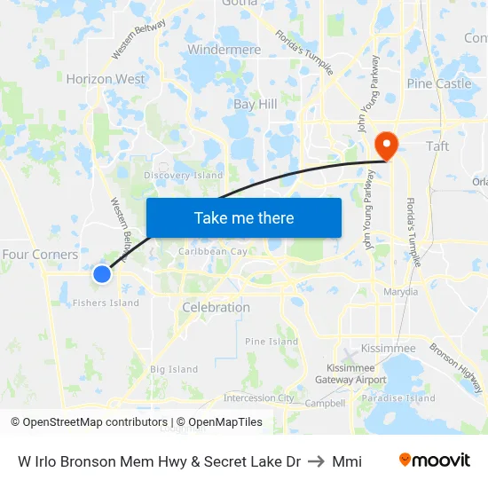 W Irlo Bronson Mem Hwy & Secret Lake Dr to Mmi map