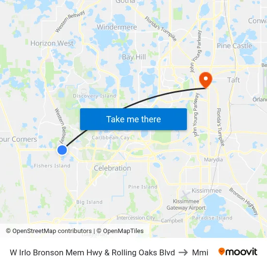 W Irlo Bronson Mem Hwy & Rolling Oaks Blvd to Mmi map
