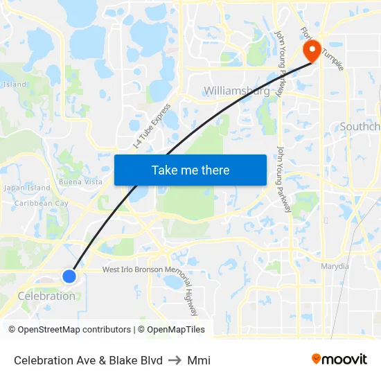 Celebration Ave & Blake Blvd to Mmi map