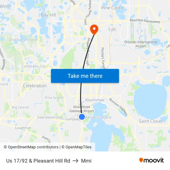 Us 17/92 & Pleasant Hill Rd to Mmi map