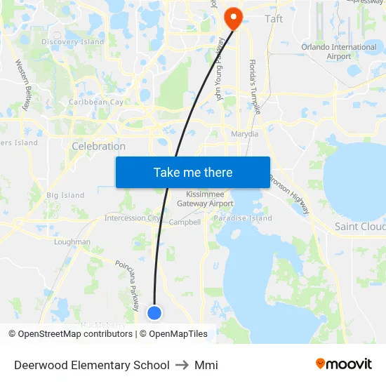 Deerwood Elementary School to Mmi map