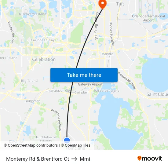 Monterey Rd & Brentford Ct to Mmi map