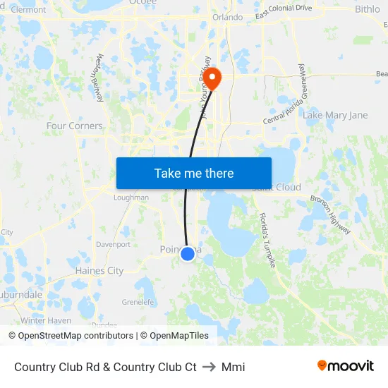 Country Club Rd & Country Club Ct to Mmi map