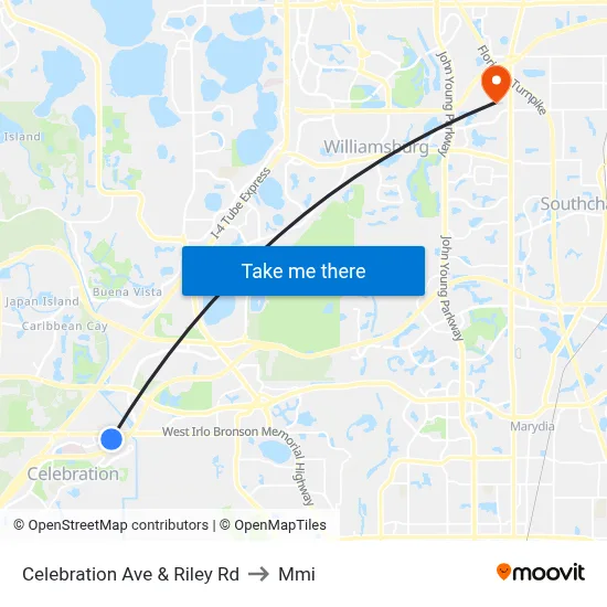 Celebration Ave & Riley Rd to Mmi map
