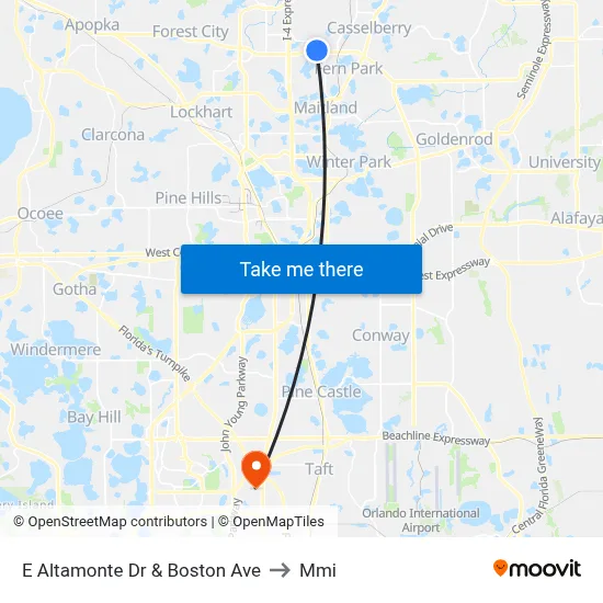 E Altamonte Dr & Boston Ave to Mmi map