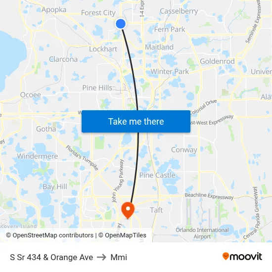 S Sr 434 & Orange Ave to Mmi map
