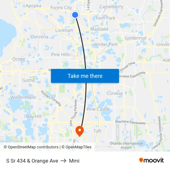 S Sr 434 & Orange Ave to Mmi map