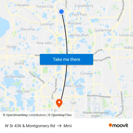 W Sr 436 & Montgomery Rd to Mmi map