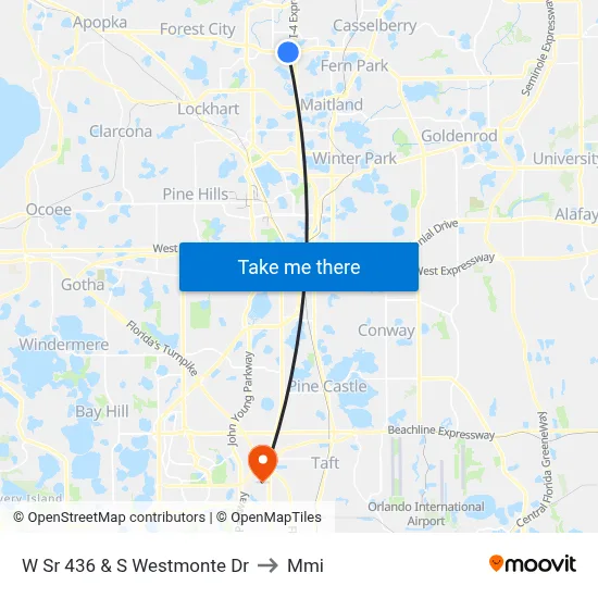 W Sr 436 & S Westmonte Dr to Mmi map