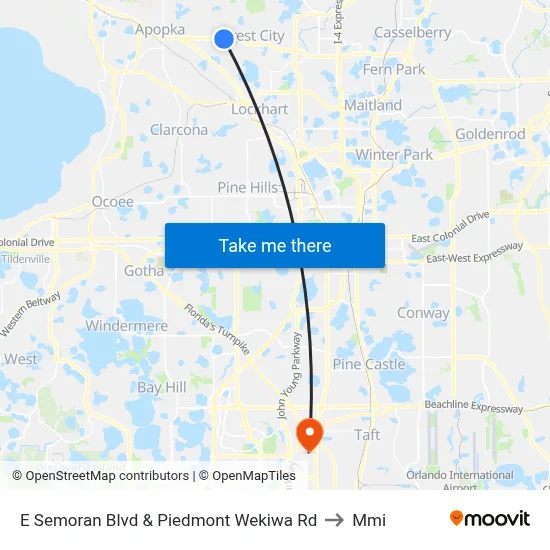 E Semoran Blvd & Piedmont Wekiwa Rd to Mmi map
