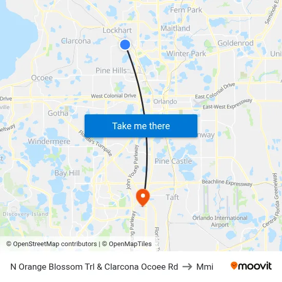 N Orange Blossom Trl & Clarcona Ocoee Rd to Mmi map