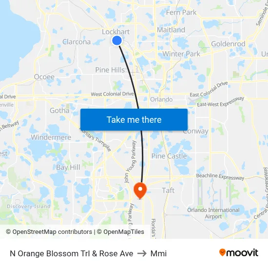 N Orange Blossom Trl & Rose Ave to Mmi map
