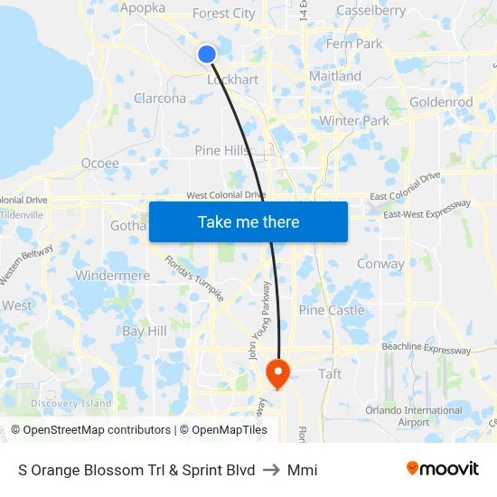 S Orange Blossom Trl & Sprint Blvd to Mmi map