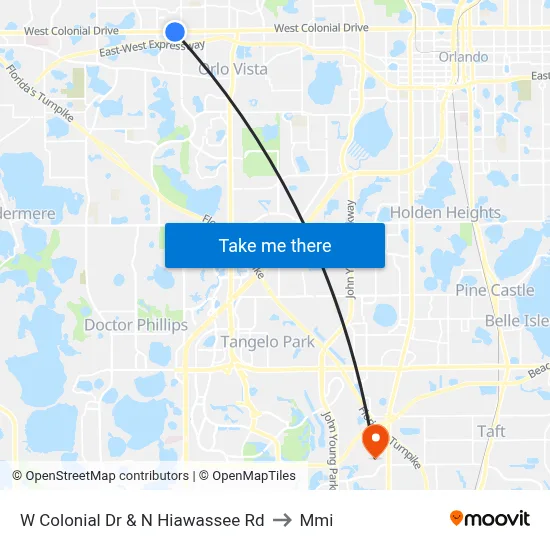 W Colonial Dr & N Hiawassee Rd to Mmi map