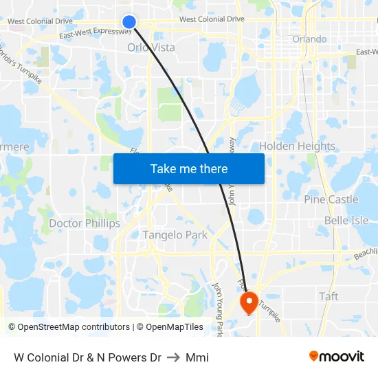 W Colonial Dr & N Powers Dr to Mmi map