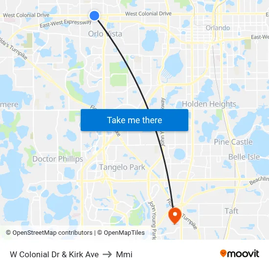 W Colonial Dr & Kirk Ave to Mmi map