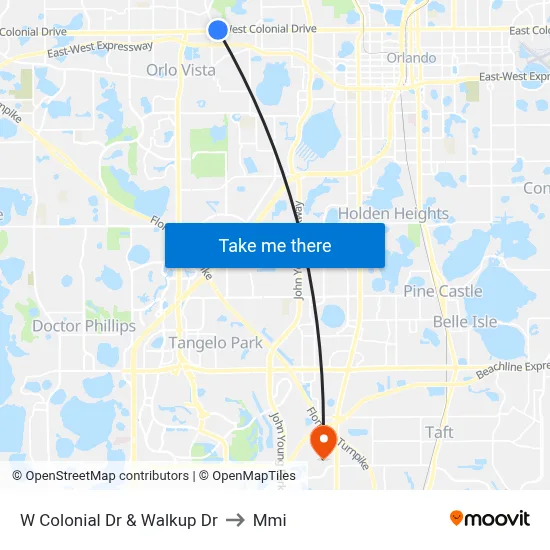 W Colonial Dr & Walkup Dr to Mmi map