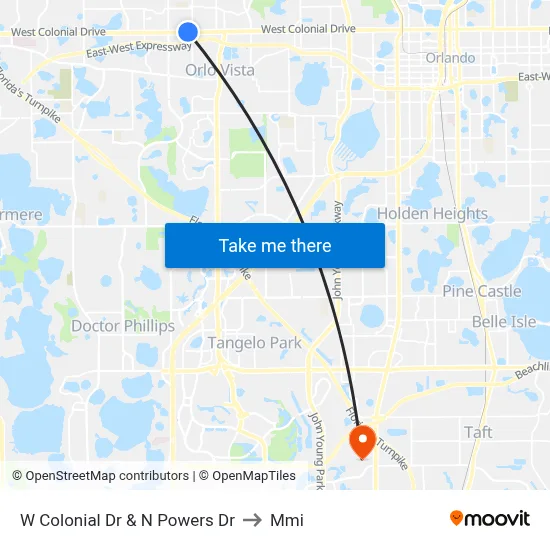 W Colonial Dr & N Powers Dr to Mmi map