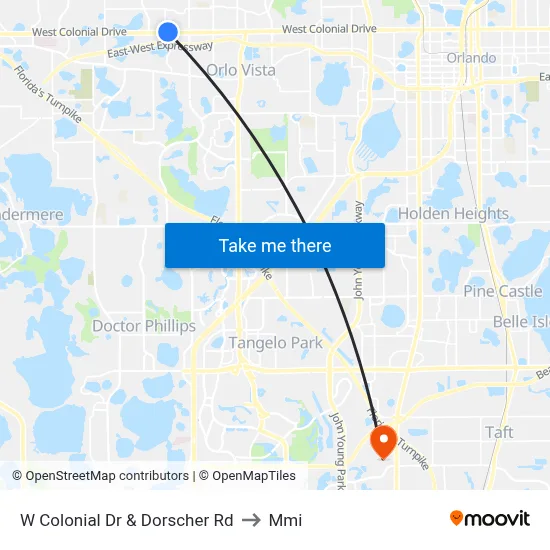 W Colonial Dr & Dorscher Rd to Mmi map