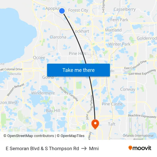 E Semoran Blvd & S Thompson Rd to Mmi map