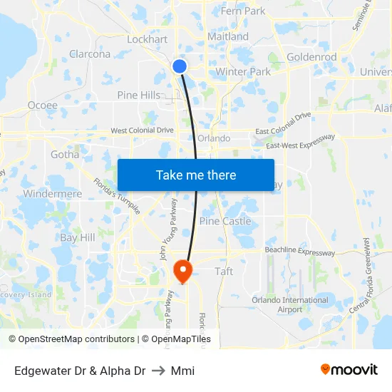 Edgewater Dr & Alpha Dr to Mmi map