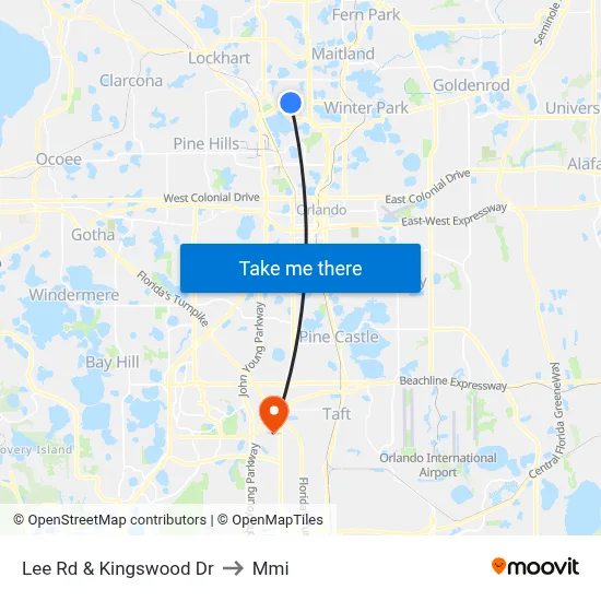 Lee Rd & Kingswood Dr to Mmi map