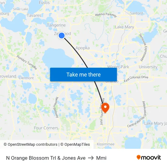 N Orange Blossom Trl & Jones Ave to Mmi map