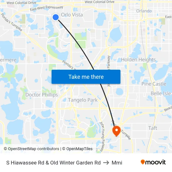 S Hiawassee Rd & Old Winter Garden Rd to Mmi map