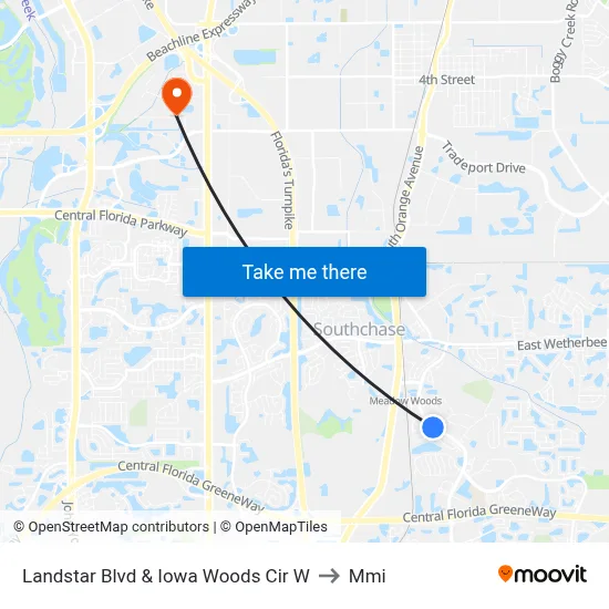 Landstar Blvd & Iowa Woods Cir W to Mmi map