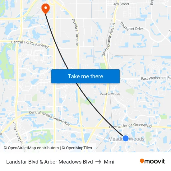 Landstar Blvd & Arbor Meadows Blvd to Mmi map