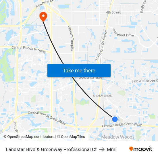 Landstar Blvd & Greenway Professional Ct to Mmi map