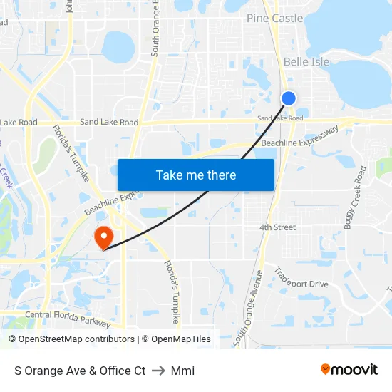 S Orange Ave & Office Ct to Mmi map