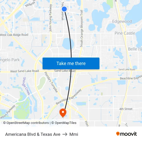 Americana Blvd & Texas Ave to Mmi map