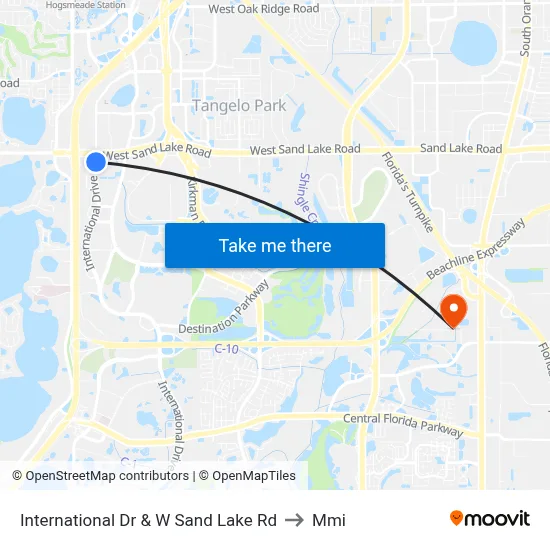 International Dr & W Sand Lake Rd to Mmi map