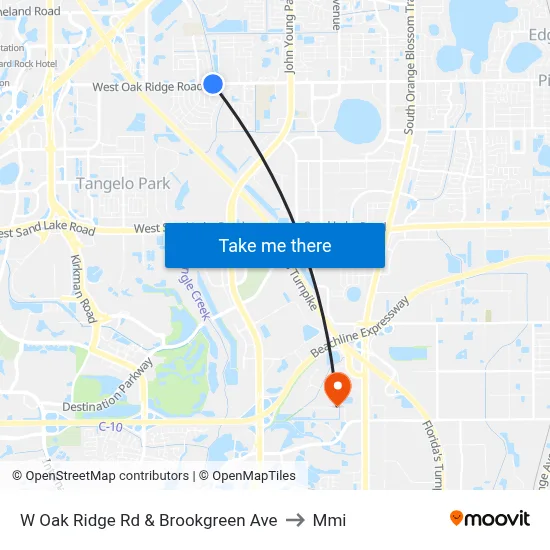 W Oak Ridge Rd & Brookgreen Ave to Mmi map