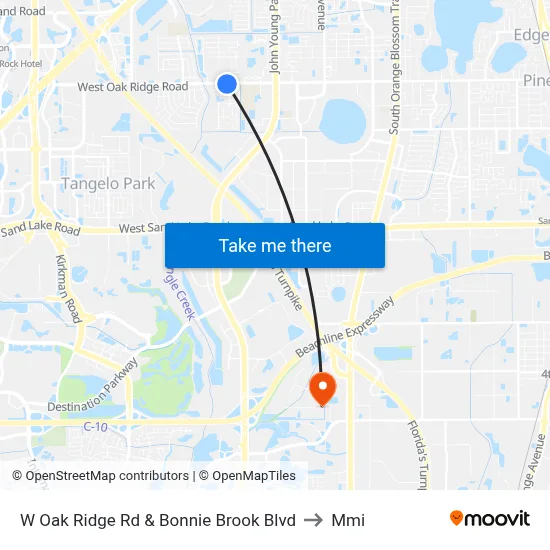 W Oak Ridge Rd & Bonnie Brook Blvd to Mmi map