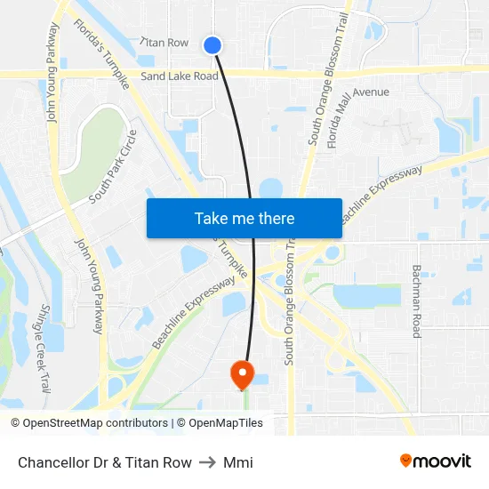 Chancellor Dr & Titan Row to Mmi map