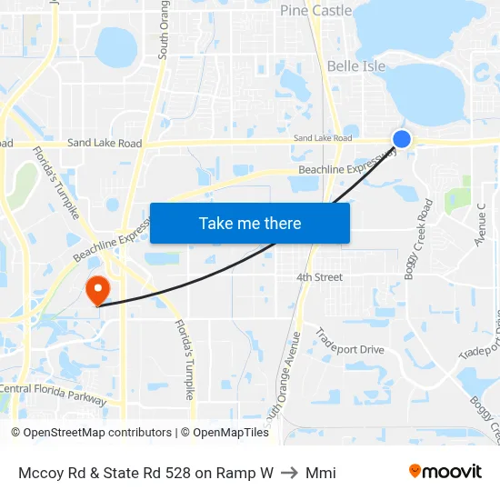 Mccoy Rd & State Rd 528 on Ramp W to Mmi map