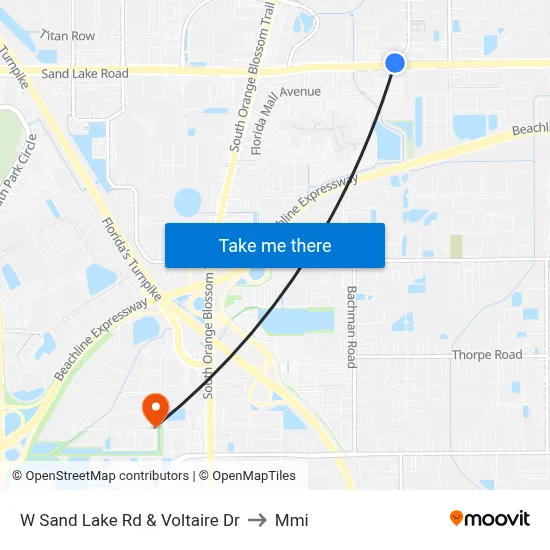 W Sand Lake Rd & Voltaire Dr to Mmi map