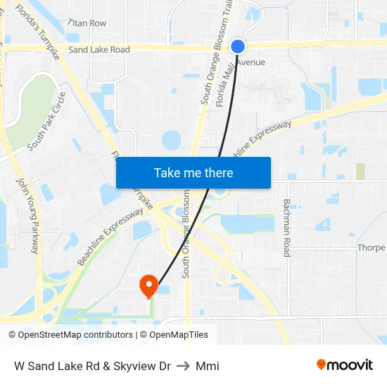 W Sand Lake Rd & Skyview Dr to Mmi map