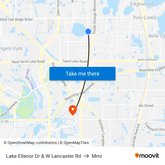 Lake Ellenor Dr & W Lancaster Rd to Mmi map
