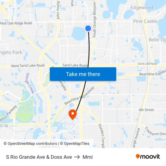 S Rio Grande Ave & Doss Ave to Mmi map