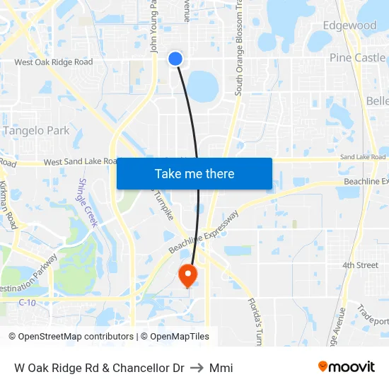 W Oak Ridge Rd & Chancellor Dr to Mmi map