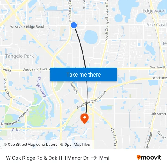 W Oak Ridge Rd & Oak Hill Manor Dr to Mmi map