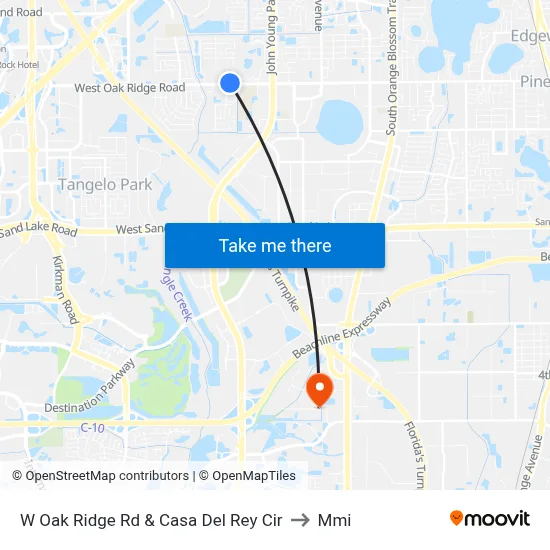 W Oak Ridge Rd & Casa Del Rey Cir to Mmi map