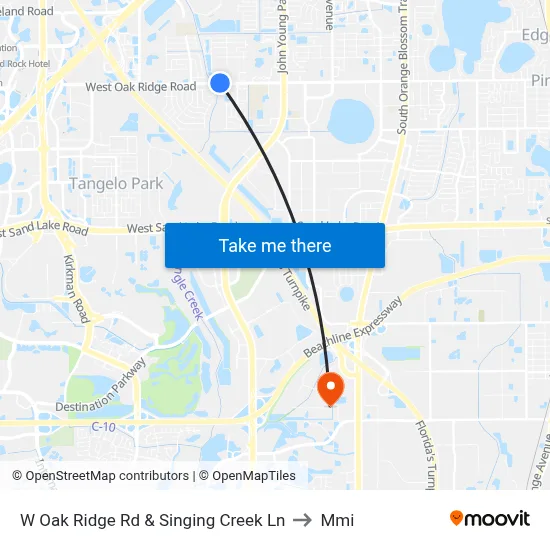 W Oak Ridge Rd & Singing Creek Ln to Mmi map