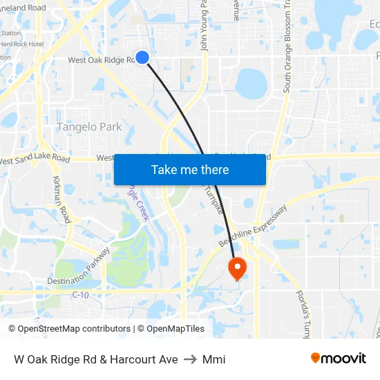 W Oak Ridge Rd & Harcourt Ave to Mmi map