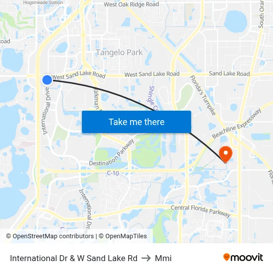 International Dr & W Sand Lake Rd to Mmi map