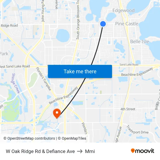 W Oak Ridge Rd & Defiance Ave to Mmi map